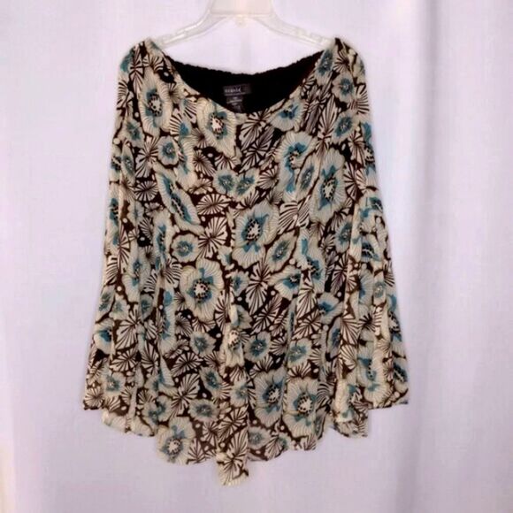 ⭐ George Long Maxi Full Skirt Earth Tones Floral Elastic Back Flowy Flirty sz 12 - Picture 1 of 3